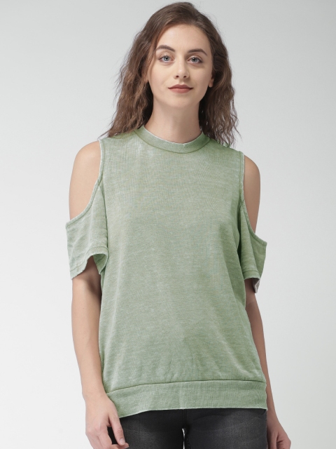

FOREVER 21 Women Olive Green Solid Top