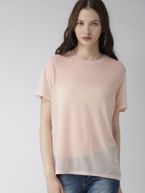 

FOREVER 21 Women Cream-Coloured Solid Sheer Top