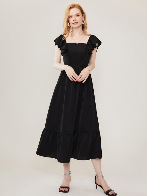 

URBANIC Black & french middle red purple Midi Dress