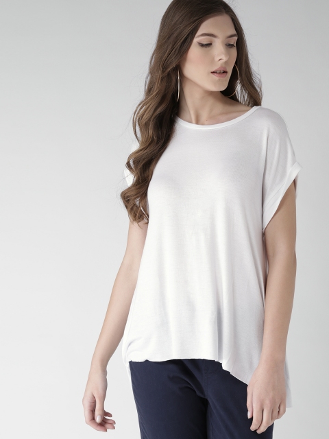 

FOREVER 21 Women White Solid Boxy Styled Back Top