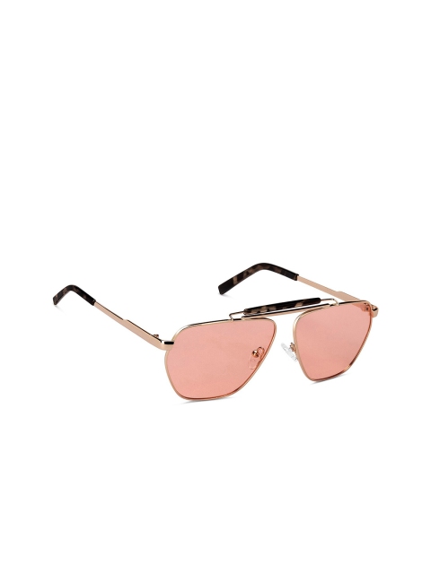 

Vincent Chase Unisex Pink Lens & Gold-Toned Aviator Sunglasses with Polarised and UV Protected Lens