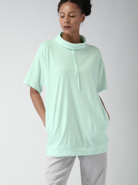 

FOREVER 21 Women Blue Solid Pure Cotton Top
