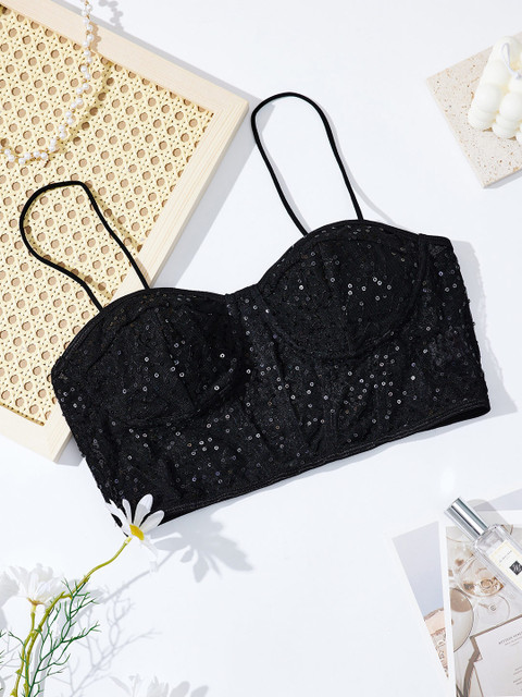 

URBANIC Black Floral Print Top