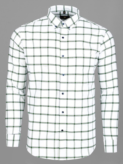 

FRENCH CROWN Men White Standard Checked Formal Shirt