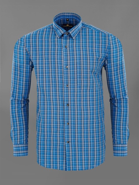 

FRENCH CROWN Men Blue Standard Tartan Checks Checked Formal Shirt