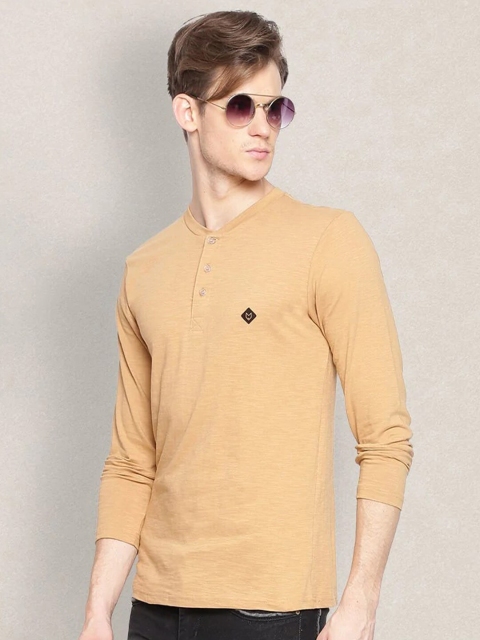 

Almo Wear Men Orange 2 Henley Neck T-shirt