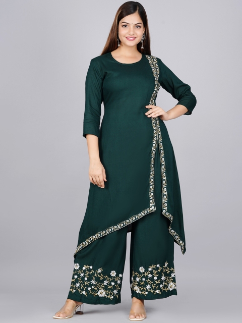 

KALINI Women Green Kurta with Palazzos & With Dupatta