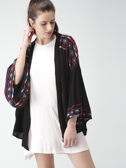 

FOREVER 21 Black Embroidered Shrug