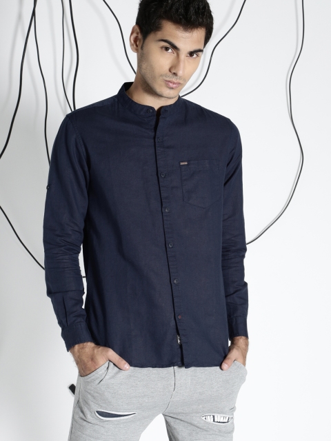 

Ecko Unltd Men Navy Blue Slim Fit Solid Casual Shirt