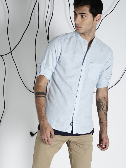 

Ecko Unltd Men Blue Slim Fit Solid Casual Shirt