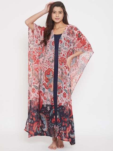

The Kaftan Company Pink Printed Maxi Nightdress