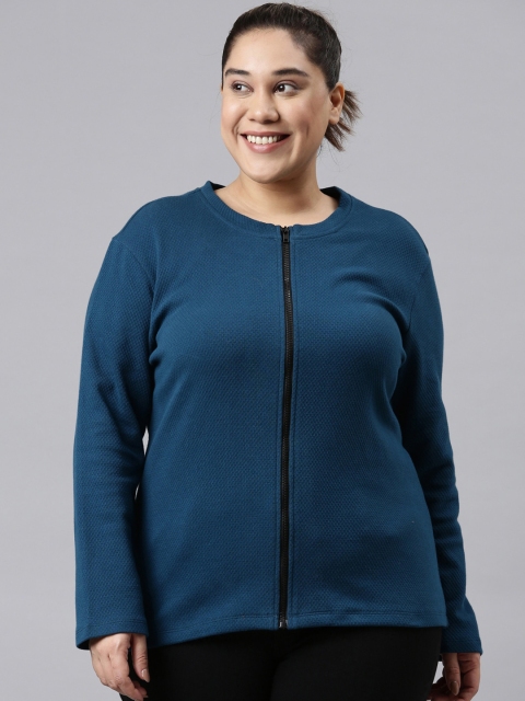 

The Pink Moon Women Teal Crop Sporty Jacket