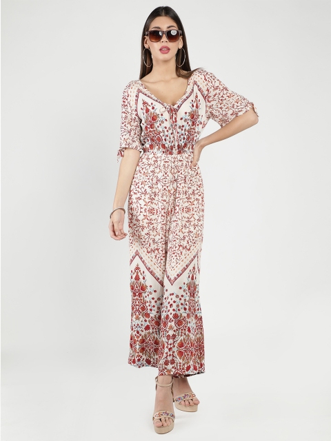 

DEBONATELLA Pink & White Printed Basic Jumpsuit