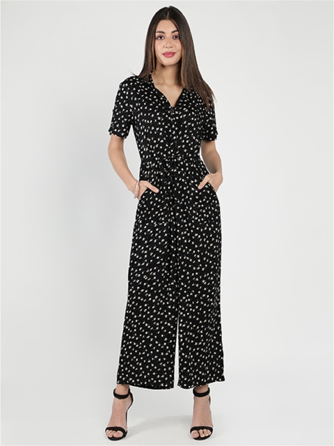 

DEBONATELLA Black & White Printed Basic Jumpsuit