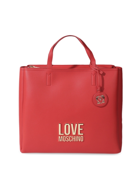 

LOVE MOSCHINO Red Printed Leather Oversized Shopper Handheld Bag