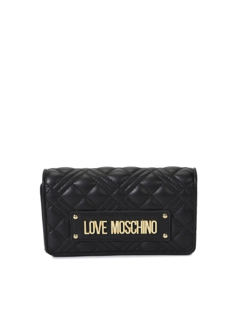 

LOVE MOSCHINO Women Black Quilted Leather Two Fold Wallet