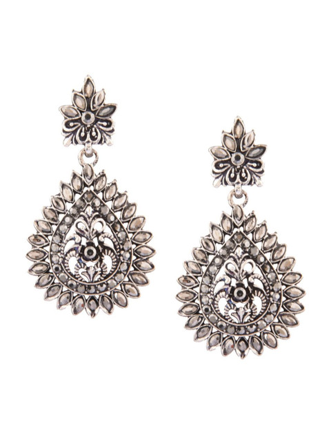 

Efulgenz Grey Floral Drop Earrings