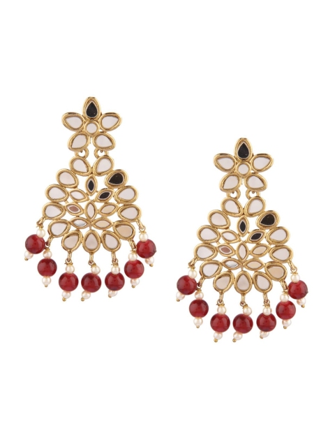 

Efulgenz Women Maroon Faux Pearl Drop Dangle Earrings