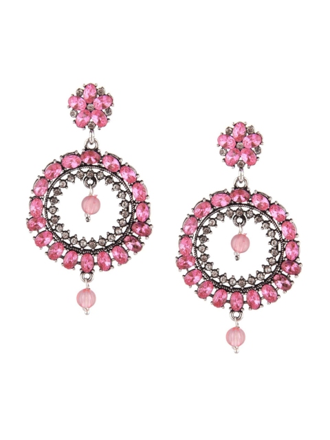 

Efulgenz Pink Circular Drop Earrings