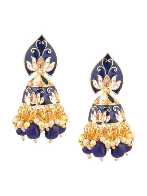 

Efulgenz Blue Traditional Antique Dangling Style Jhumki Earrings