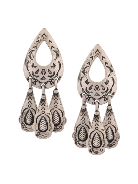 

Efulgenz Silver-Toned Classic Drop Earrings