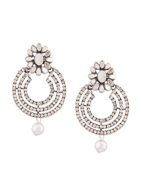 

Efulgenz White Floral Half Hoop Earrings