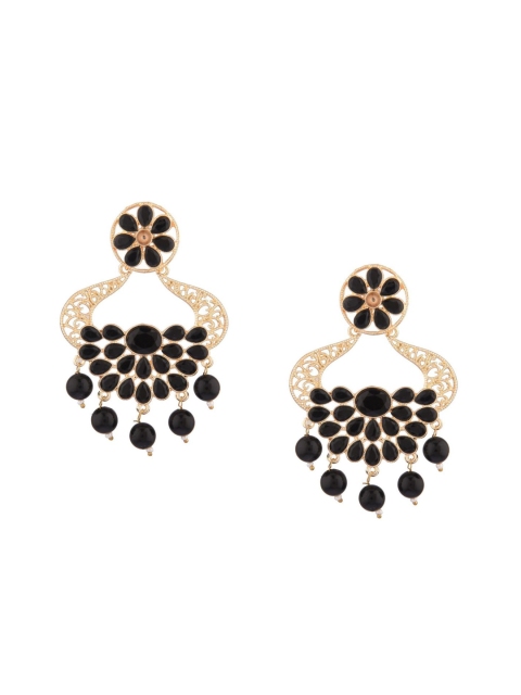 

Efulgenz Black Floral Chandbalis Earrings