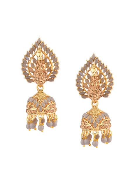 

Efulgenz Grey Leaf Shaped Jhumkas Earrings