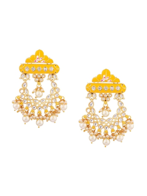 

Efulgenz Yellow Floral Gold-Plated Drop Earrings