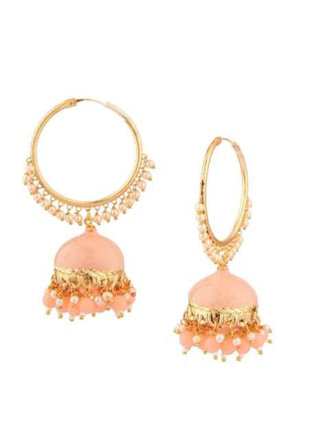 

Efulgenz Peach-Colour Hoop Jhumkas Earrings