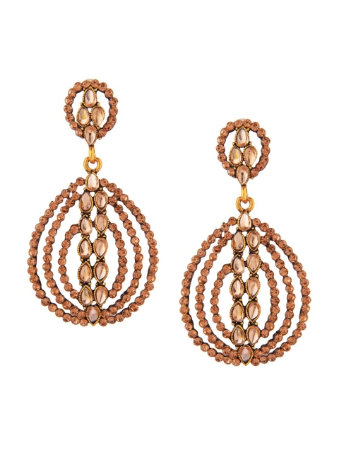 

Efulgenz womens Gold-Toned & Bronze-Toned Floral Drop Earrings