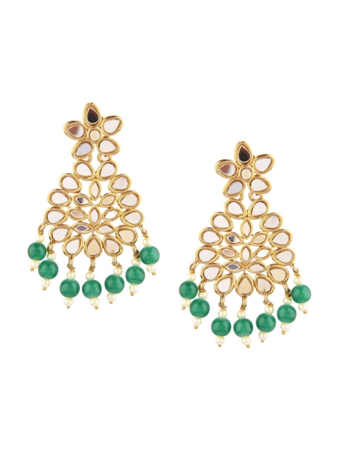 

Efulgenz womens Green & Gold-Toned Floral Chandbalis Earrings