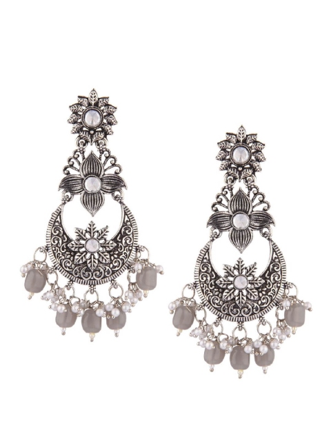 

Efulgenz Grey Floral Chandbalis Earrings