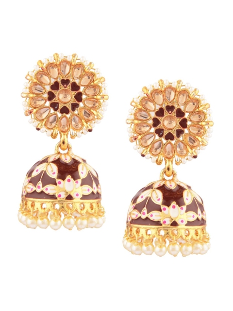 

Efulgenz Women Maroon Dome Shaped Jhumkas Earrings