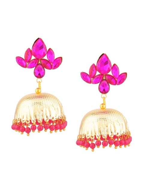 

Efulgenz Gold-Toned Circular Jhumkas Earrings