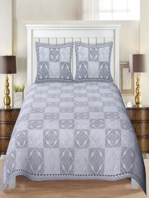 

INDHOME Life 100% 220 TC Cotton Jaipuri Printed Grey King Size Double Bedsheet