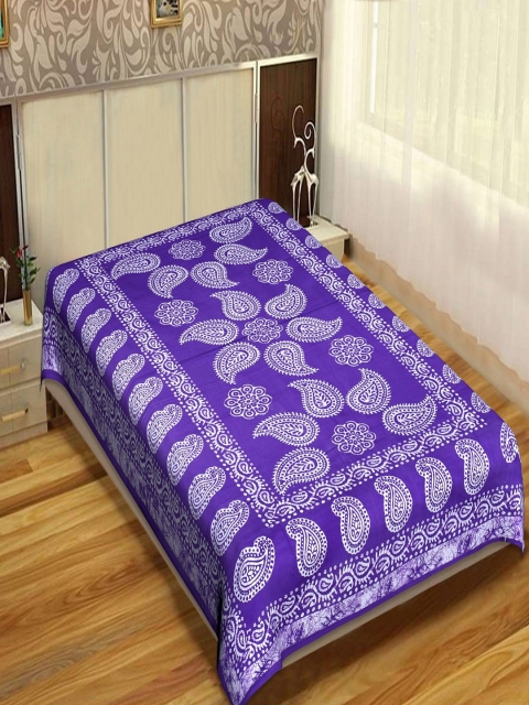 

INDHOME LIFE Purple & White Floral 144 TC Single Bedsheet with Pillow Covers