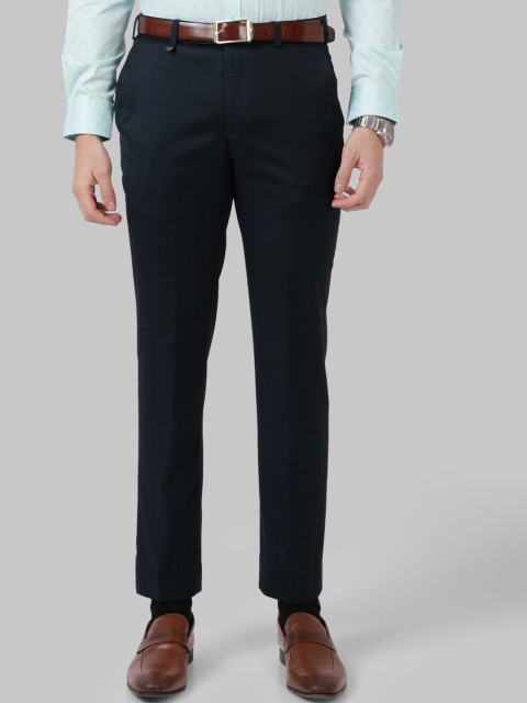 

Park Avenue Men Green Solid Slim Fit Formal Trousers