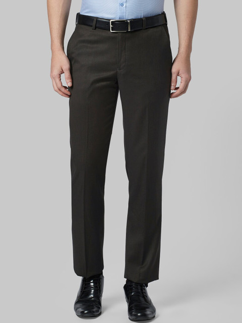 

Park Avenue Men Brown Solid Formal Trousers