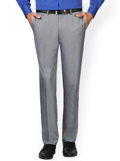 

Van Heusen Men Grey Slim Fit Self Design Formal Trousers