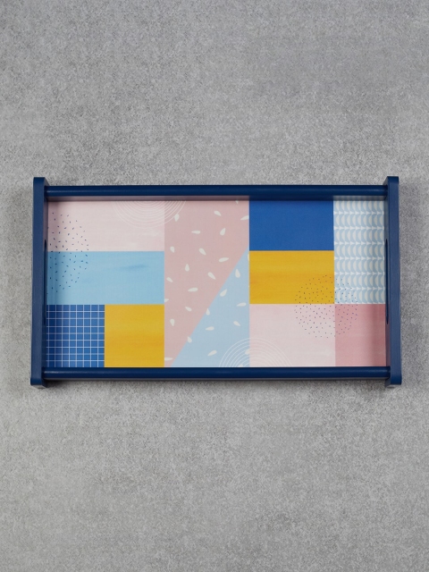 

HomeTown Blue & Yellow Printed Wooden Tray
