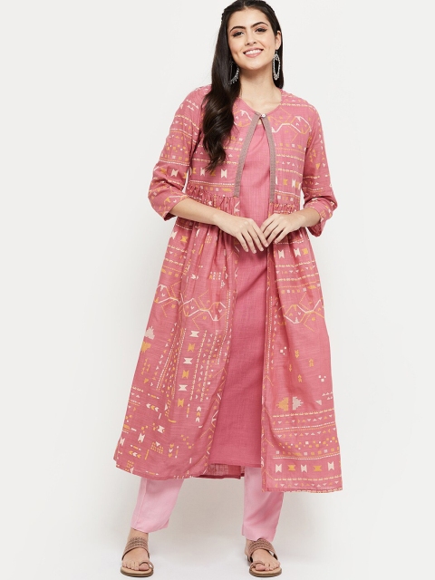 

max Women Pink & peach blossom Ethnic Motifs Printed Kurta