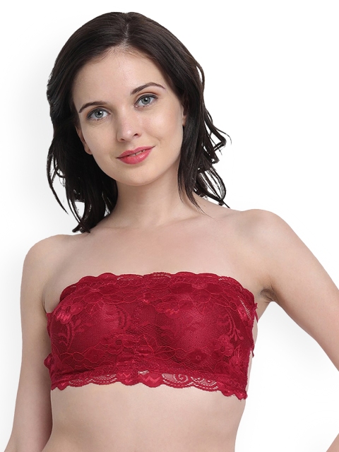 

Spiaty Maroon Floral Bralette Bra Lightly Padded