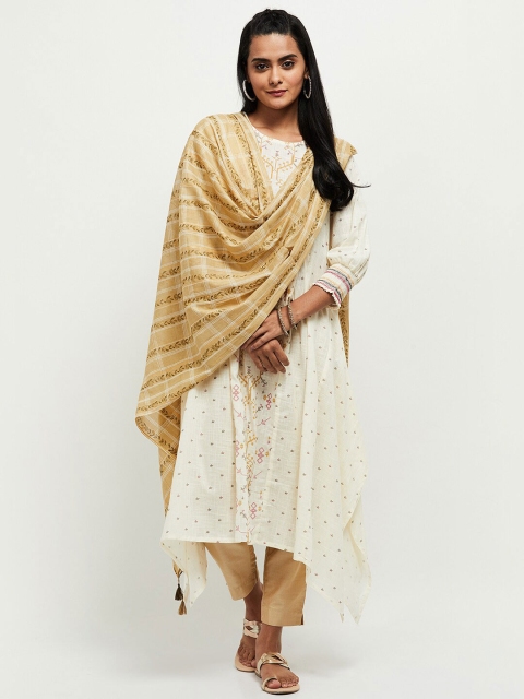 

max Beige Woven Design Dupatta