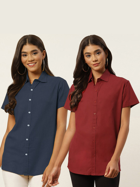 

Molcha Women set of 2 combo pack casual Shirt, Grey