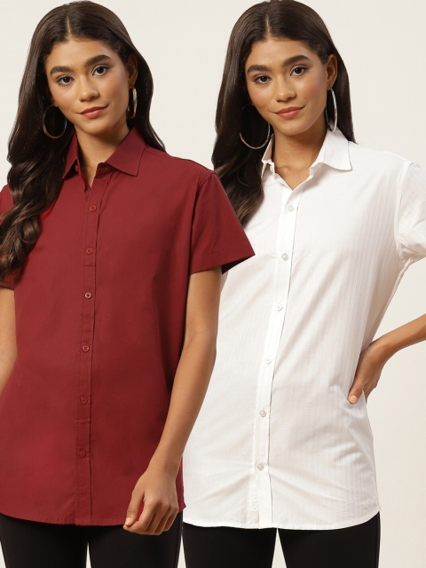 

Molcha Women Maroon Comfort Semiformal Shirt