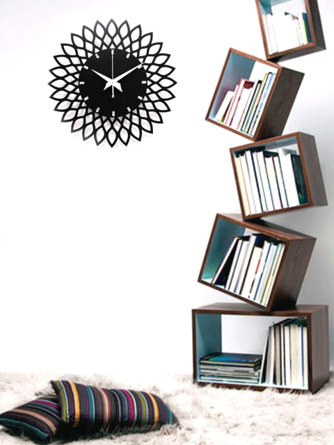 

RANDOM Black Dial Asymmetric Wooden Analogue Wall Clock