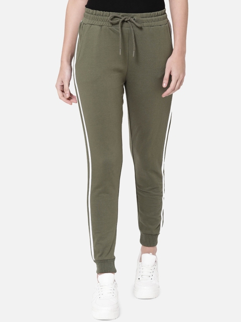 

R&B Women Olive-Green Solid Cotton Joggers