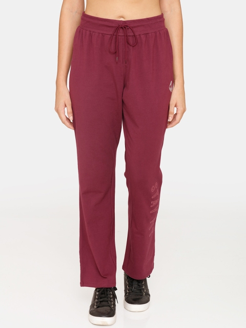 

Zelocity by Zivame Women Maroon Solid Track Pants