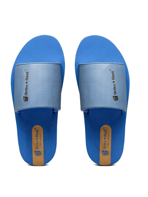 

Ortho Rest Women Blue & Gold-Toned Printed Sliders